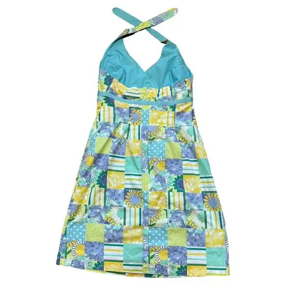 Vintage Lilly Pulitzer Patchwork Halter Mini Dress Size 4 - Picture 2 of 5